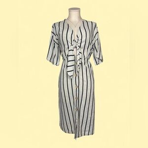 White & Black Striped Midi Dress Woman’s L